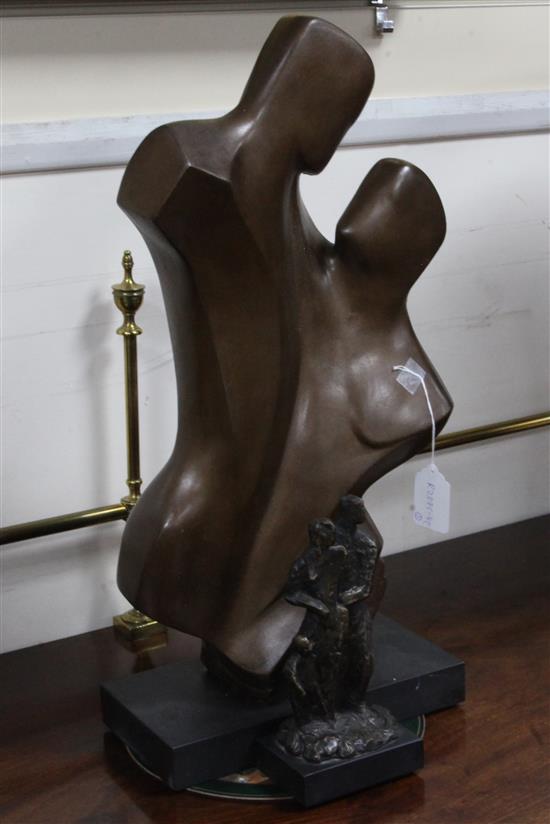 John Brown. A large resin bronze sculptural group and a similar smaller